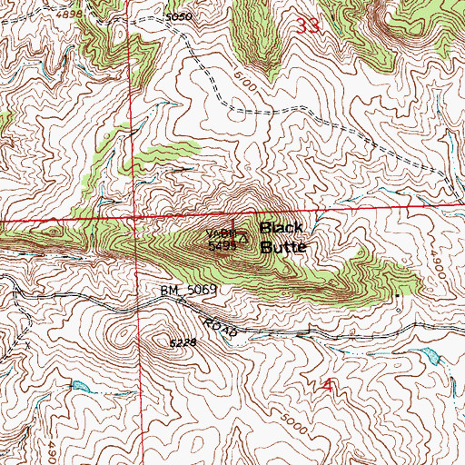 Topographic Map of Black Butte, WY