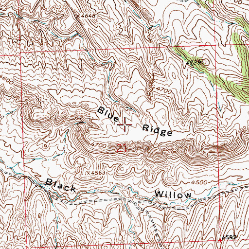 Topographic Map of Blue Ridge, WY