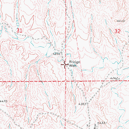 Topographic Map of Bridge Well, WY