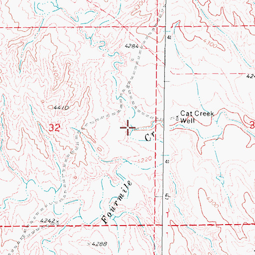 Topographic Map of Cat Creek, WY