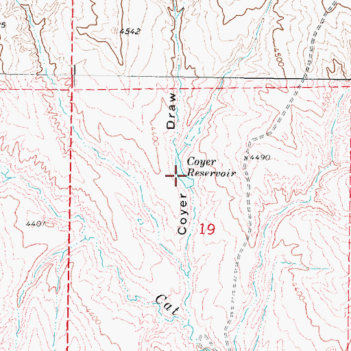 Topographic Map of Coyer Reservoir, WY