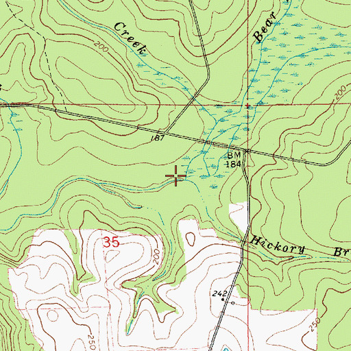 Topographic Map of Hickory Branch, AL