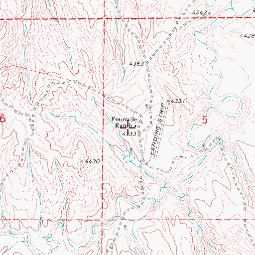 Topographic Map of Fourmile Ranch, WY