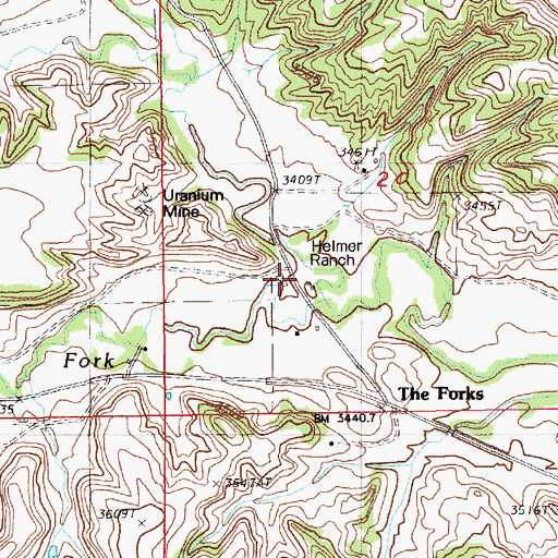 Topographic Map of Helmer Ranch, WY