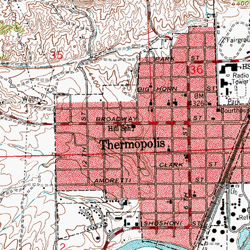 Topographic Map of Hill School, WY