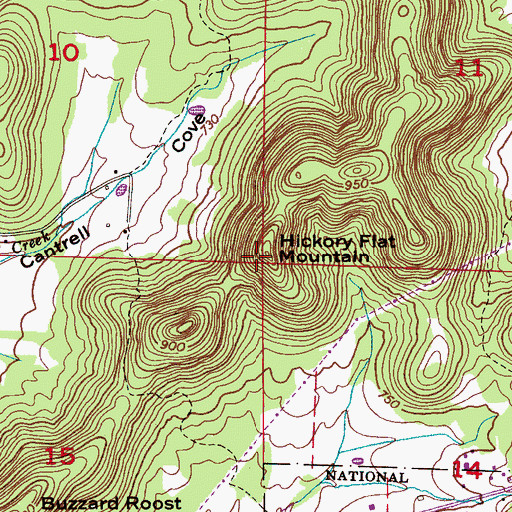 Topographic Map of Hickory Flat Mountain, AL