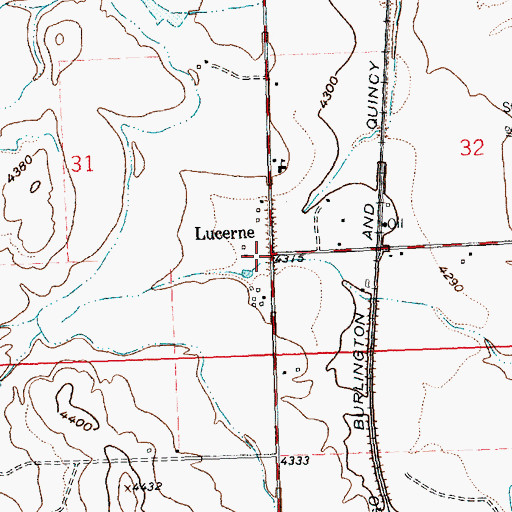 Topographic Map of Lucerne, WY