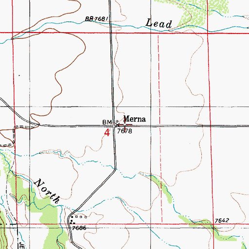 Topographic Map of Merna, WY