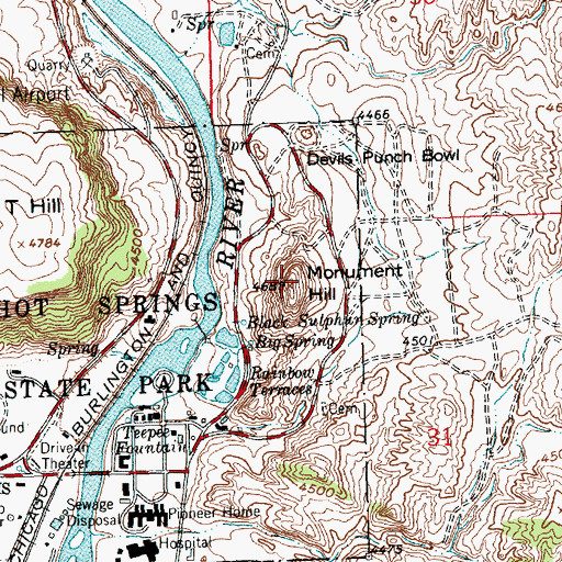 Topographic Map of Monument Hill, WY