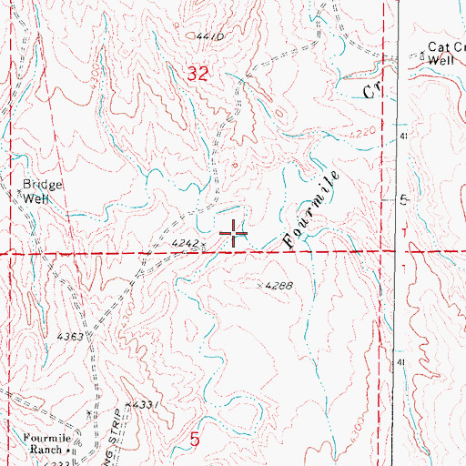 Topographic Map of North Fork Fourmile Creek, WY