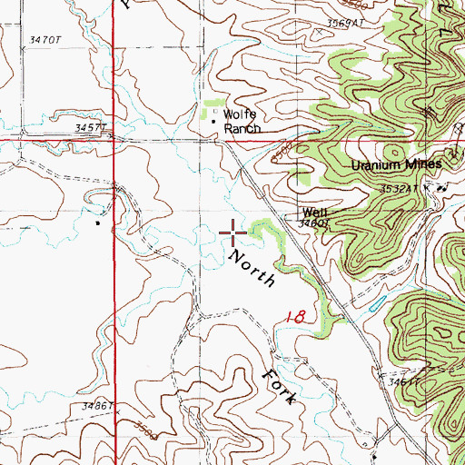 Topographic Map of Pine Draw Creek, WY