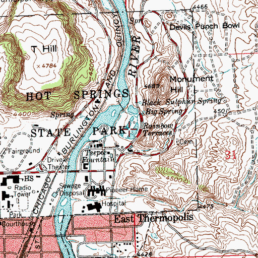 Topographic Map of Rainbow Terraces, WY