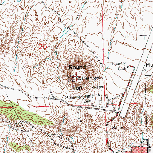Topographic Map of Round Top, WY