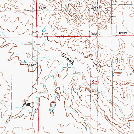 Topographic Map of South Branch Grummit Canyon Creek, WY