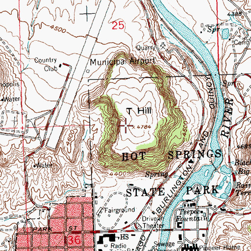 Topographic Map of T Hill, WY