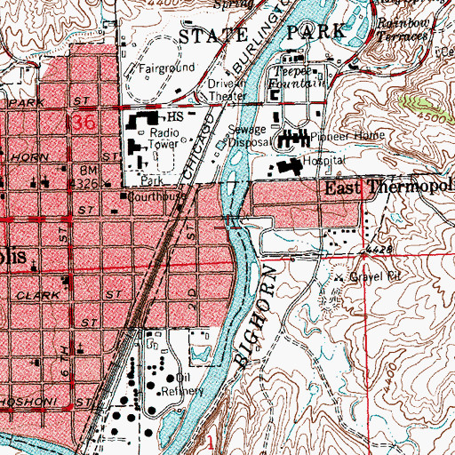 Topographic Map of Warm Springs Creek, WY