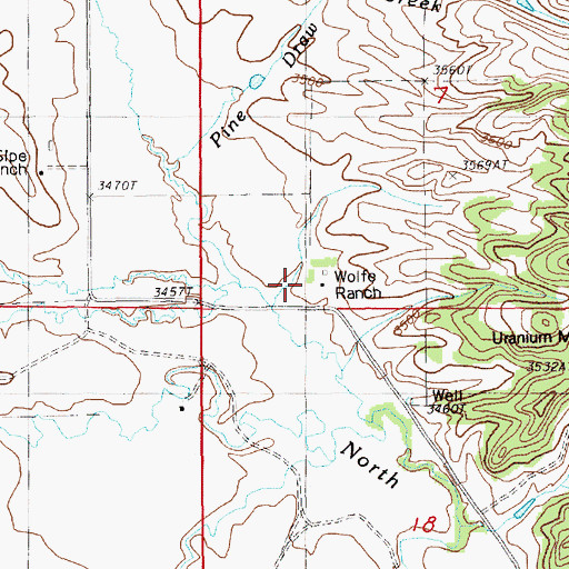 Topographic Map of Wolfe Ranch, WY