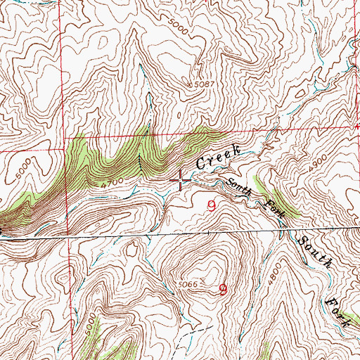 Topographic Map of South Fork Warm Springs Creek, WY