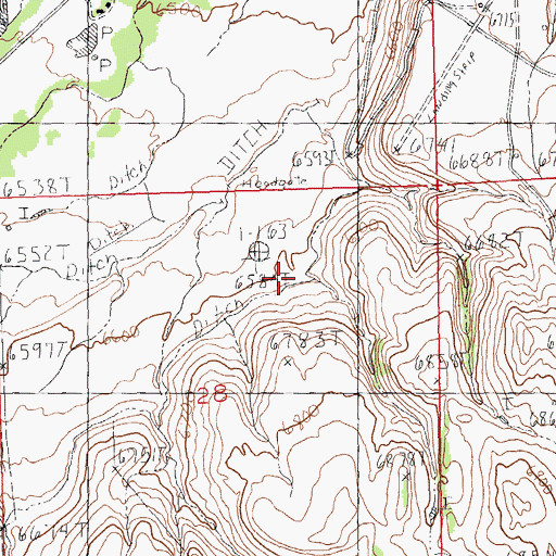 Topographic Map of Only Chance Ditch, WY