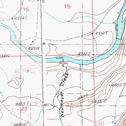 Topographic Map of Newmeyer Creek, WY