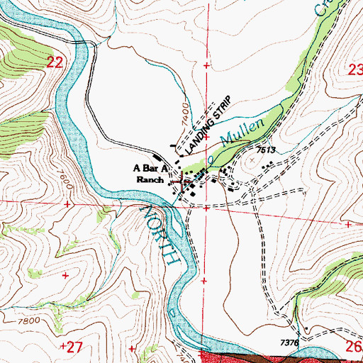 Topographic Map of A Bar A Ranch, WY