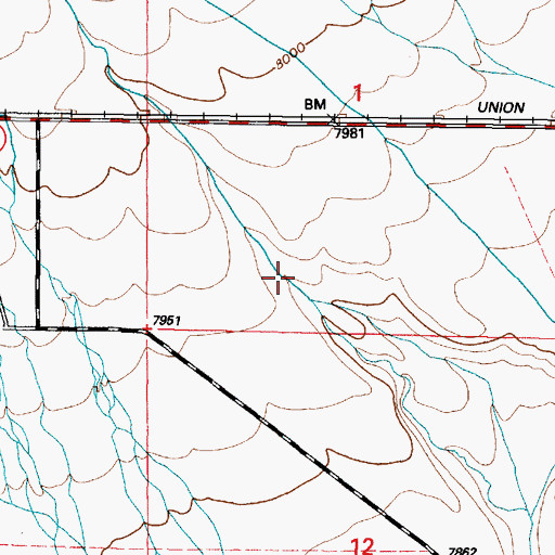 Topographic Map of Adams Ditch, WY