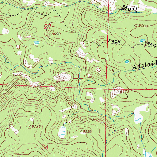 Topographic Map of Adelaide Creek, WY
