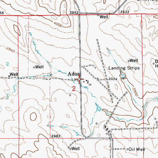 Topographic Map of Adon, WY