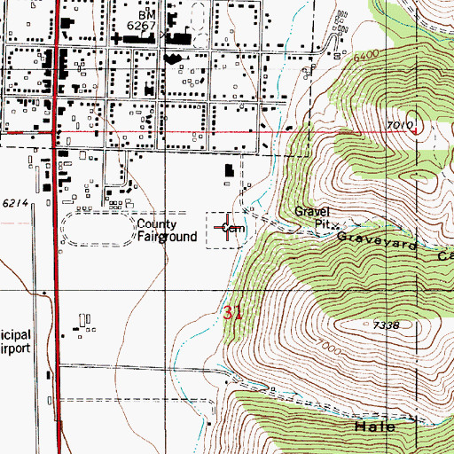 Topographic Map of Afton Cemetery, WY