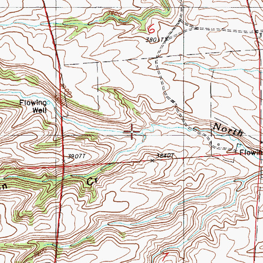 Topographic Map of Akers Canyon Creek, WY