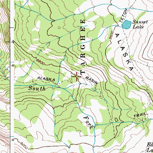 Topographic Map of Alaska Basin Trail, WY