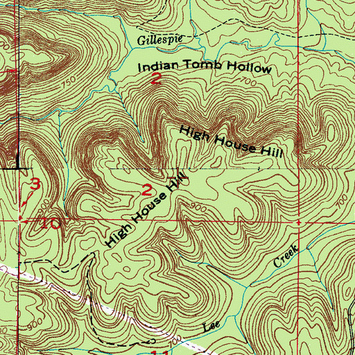 Topographic Map of High House Hill, AL