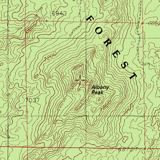 Topographic Map of Albany Peak, WY