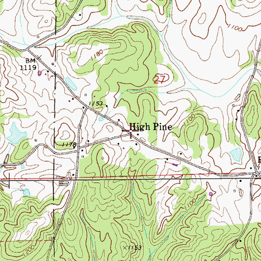 Topographic Map of High Pine, AL