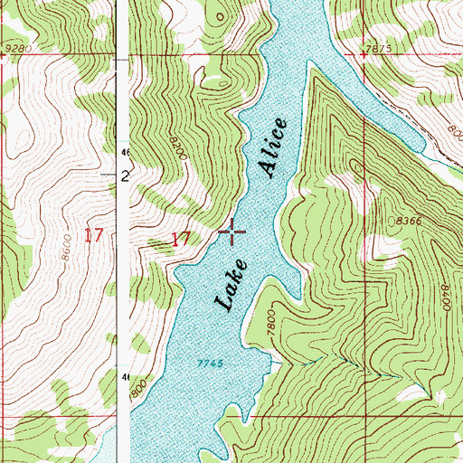 Topographic Map of Lake Alice, WY