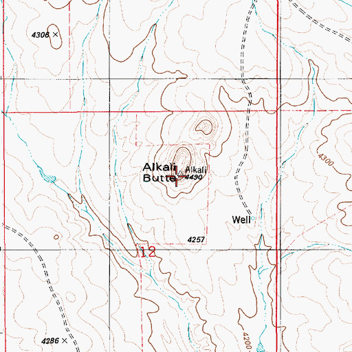 Topographic Map of Alkali Butte, WY