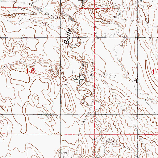 Topographic Map of All Night Creek, WY