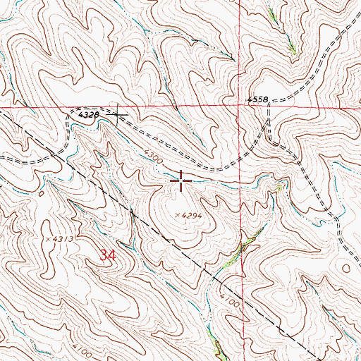 Topographic Map of Alliance Lateral, WY