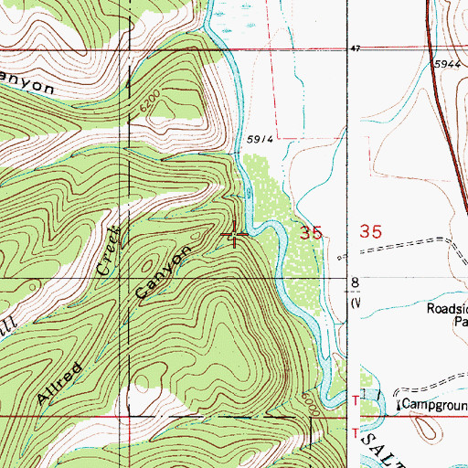 Topographic Map of Allred Canyon, WY
