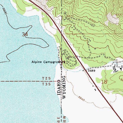 Topographic Map of Alpine Campground, WY