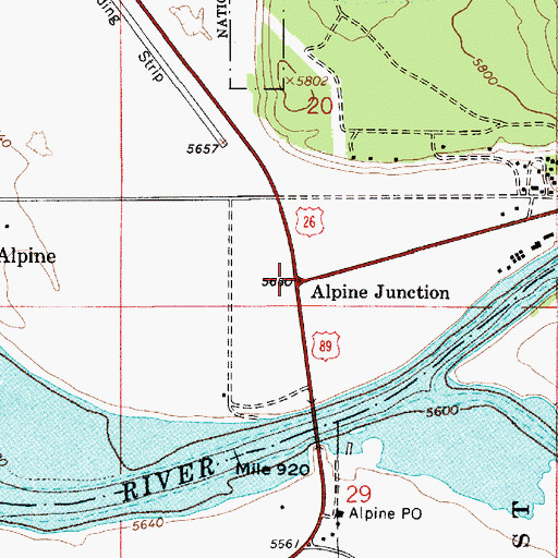 Topographic Map of Alpine Junction, WY