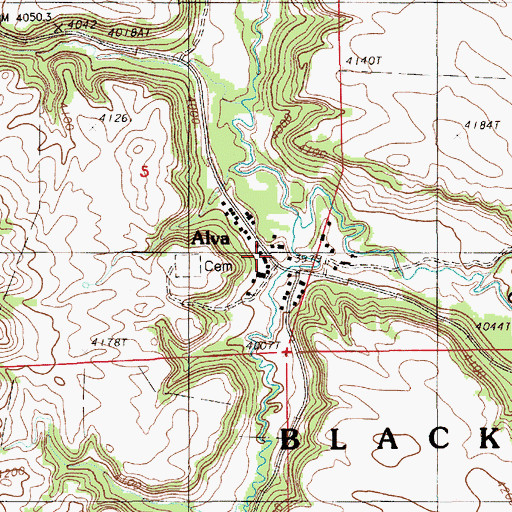 Topographic Map of Alva, WY