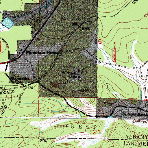 Topographic Map of American Mine, WY