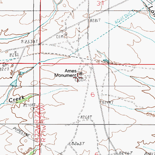 Topographic Map of Ames Monument, WY