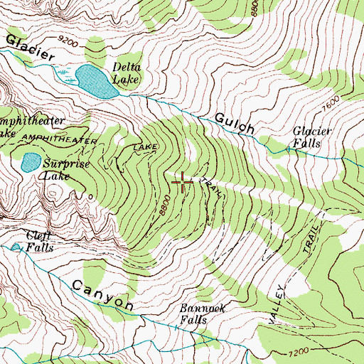 Topographic Map of Amphitheater Lake Trail, WY