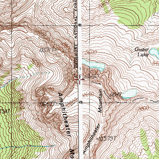 Topographic Map of Amphitheater Mountain, WY