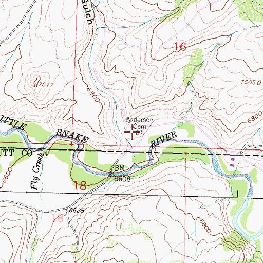 Topographic Map of Anderson Cemetery, WY