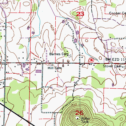 Topographic Map of Hill Cemetery, AL