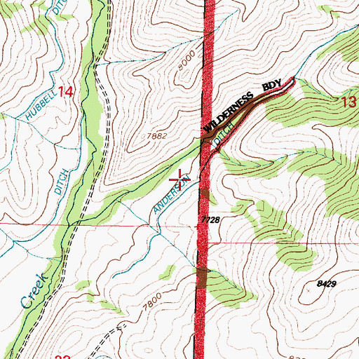 Topographic Map of Anderson Ditch, WY