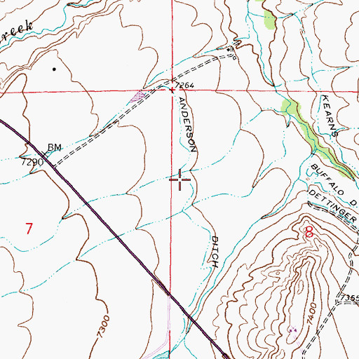 Topographic Map of Anderson Ditch, WY